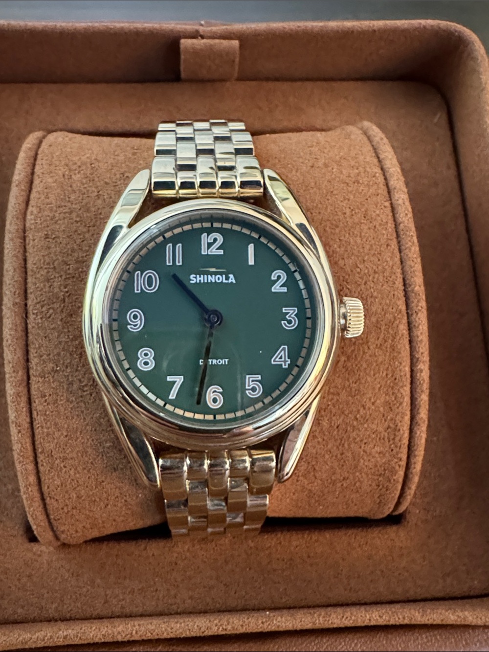 Shinola Derby Watch in Gold with Green Dial